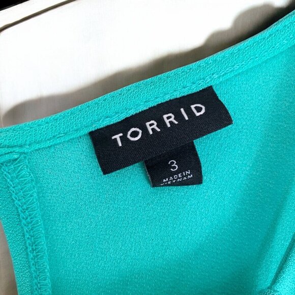 Torrid Sleeveless Keyhole Maxi Dress W/ Pockets Teal Green/Blue 3X Elastic Waist - Picture 2 of 8